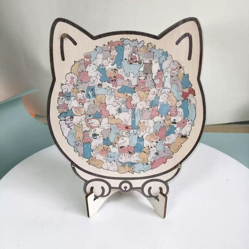 Relaxing Wooden Cat Puzzle