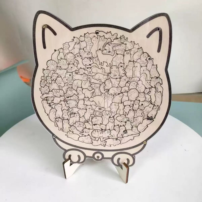 Relaxing Wooden Cat Puzzle