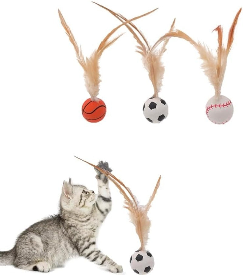 Interactive Feather Ball Toy Set for Cats